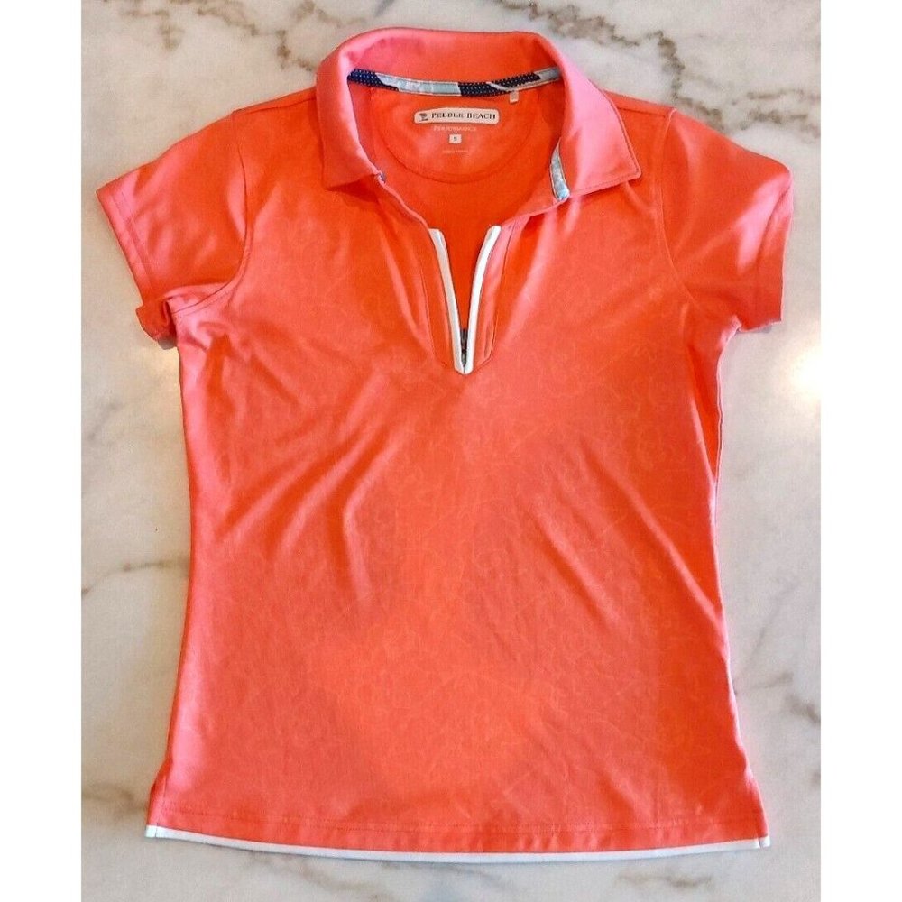 Pebble Beach Women’s Golf Polo Floral Print Shirt Size Small